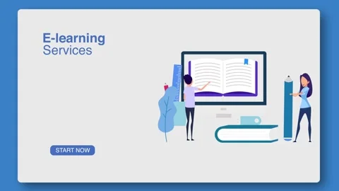 E-learning Services Promotion with Illustration of Students and Educational.. 스톡 동영상 341920105