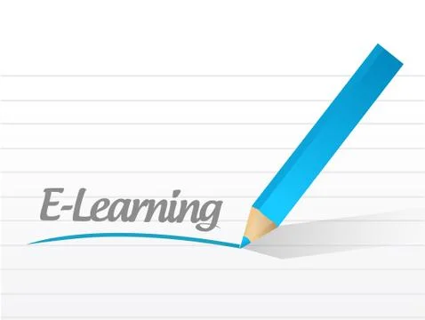 E-learning sign written on a white Illustrazione stock