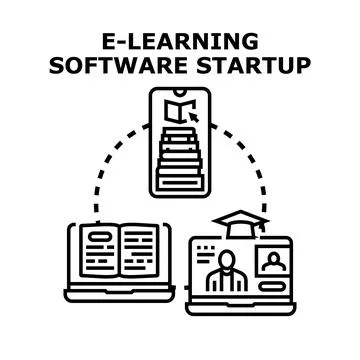 E learning software startup developing innovative digital education Stock-Illustration