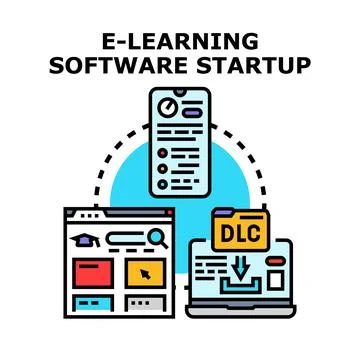 E learning software startup developing online education platforms Stockillustratie
