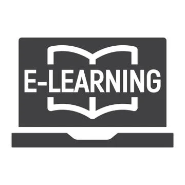 E learning solid icon, education and online Stock Illustration