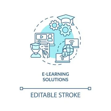 E-learning solutions concept icon Stock Illustration