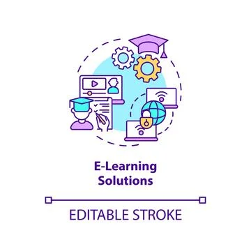 E-learning solutions concept icon Stock Illustration