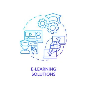 E-learning solutions concept icon Stock Illustration