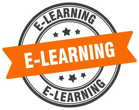 E-learning stamp. e-learning label on transparent background. round sign Stock Illustration