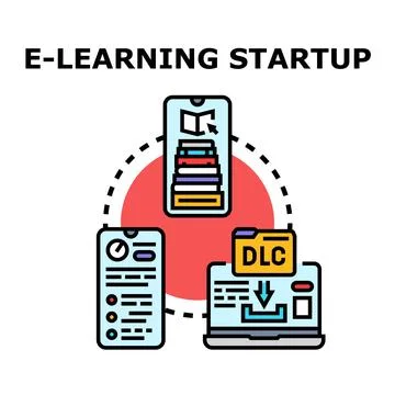 E learning startup concept for online education platform Stock Illustration