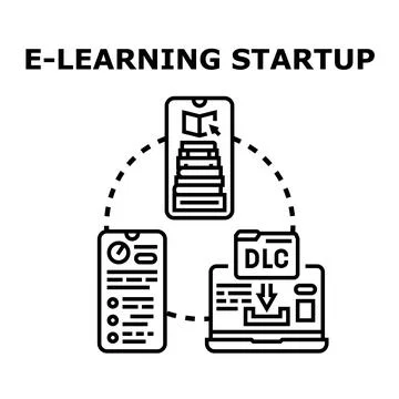 E learning startup concept for online education platform Stockillustratie