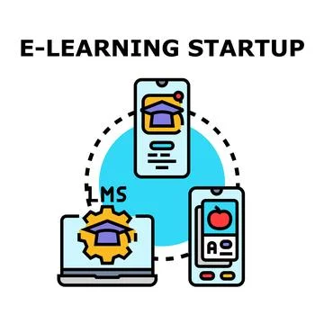 E learning startup creating distance education platform services 스톡 일러스트