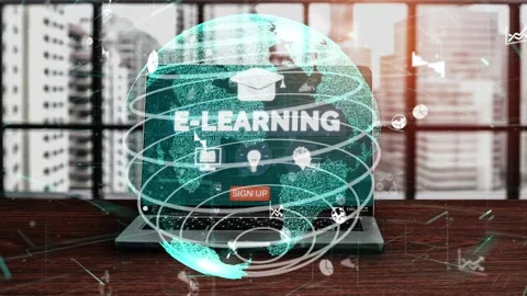 E-learning for Student and University conceptual Stock Footage 166055412