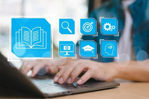 E-learning study graduate certificate program concept. Teacher training onlin Stock-Fotos