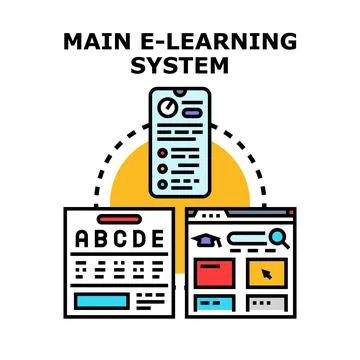 E learning system integrating mobile application and desktop platforms for .. Stock Illustration