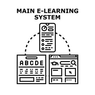 E learning system integrating a mobile application with desktop browser inter Stock Illustration