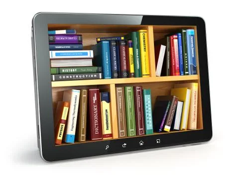E-learning.  tablet pc and textbooks. education online. Stock Illustration
