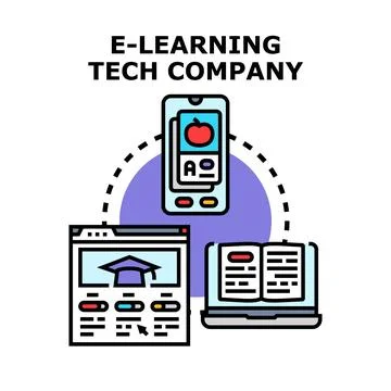 E learning tech company delivering online education concept Stockillustratie