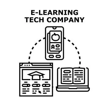 E learning tech company delivering online education concept Ilustração Stock