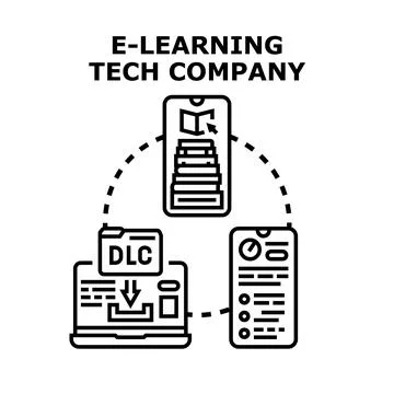 E learning tech company offering digital education service Stock Illustration