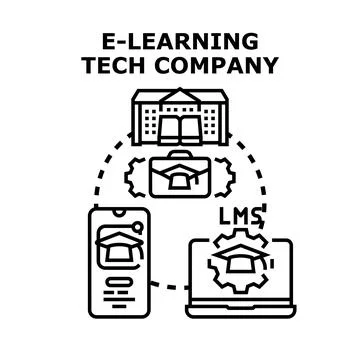E learning tech company system connecting global education Ilustração Stock