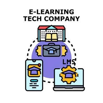 E learning tech company system connecting global education Stock Illustration
