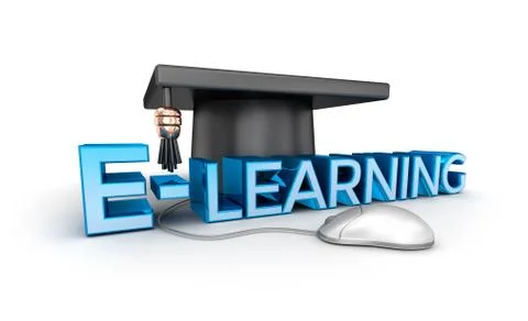 E-learning text,  3d Concept isolated on white Stock Illustration