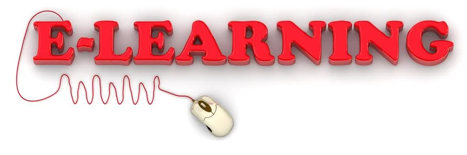 E-learning text with computer mouse Illustrazione stock