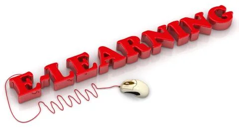 E-learning text with computer mouse Ilustração Stock