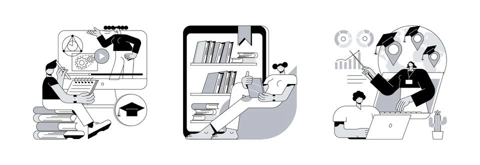 E-learning tools abstract concept vector illustrations. 스톡 일러스트