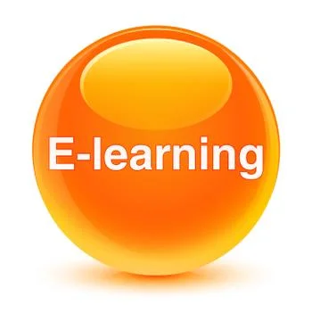 E-learning training glassy orange round button Illustrazione stock