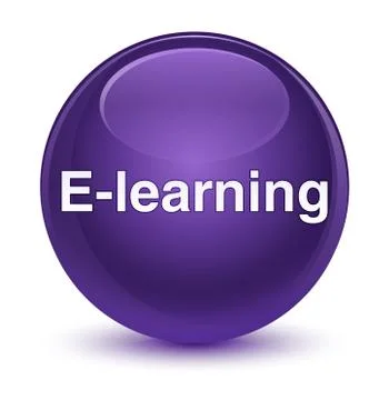 E-learning training glassy purple round button Stock Illustration