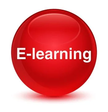 E-learning training glassy red round button Illustrazione stock