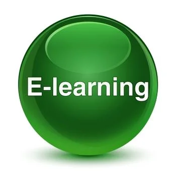 E-learning training glassy soft green round button Illustrazione stock