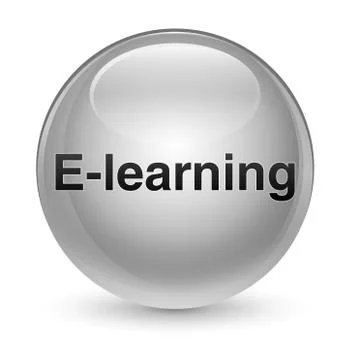 E-learning training glassy white round button Stock Illustration