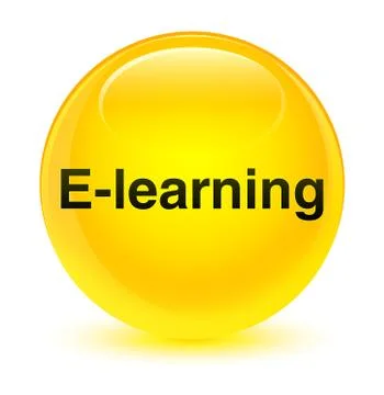 E-learning training glassy yellow round button Illustrazione stock
