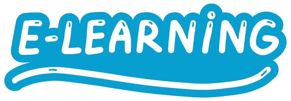 E-learning. Training, learn, courses, education concept. Logo, badge, poster, Stock Illustration