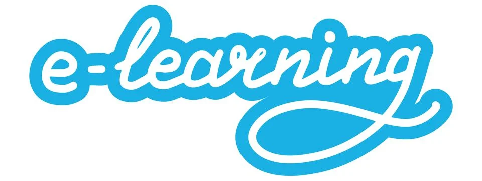 E-learning. Training, learn, courses, education concept. Logo, badge, poster, Stock Illustration