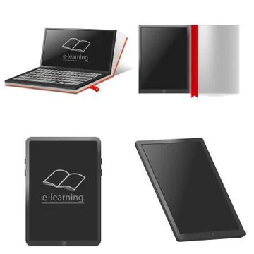 E-learning training mockup set, realistic style Stock Illustration