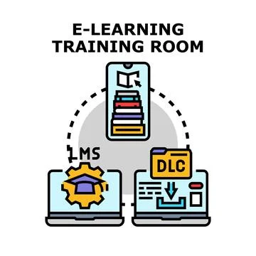 E learning training room system concept illustration Stock Illustration
