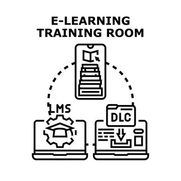 E learning training room system concept illustration Stock Illustration