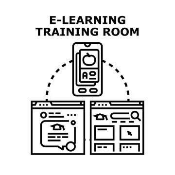 E learning training room virtual education system concept 库存插图