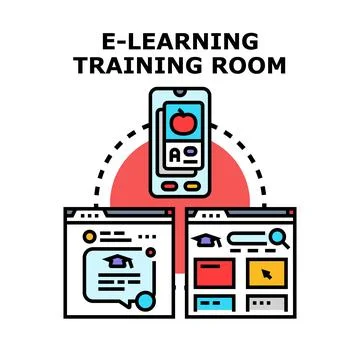 E learning training room virtual education system concept Stock Illustration