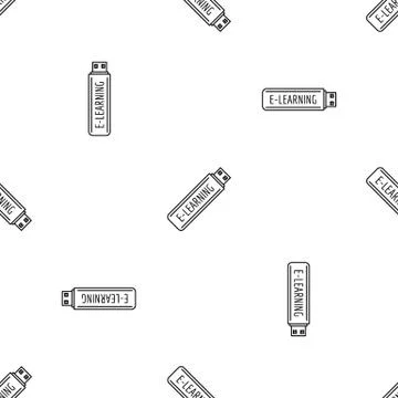 E learning usb pattern seamless Illustrazione stock