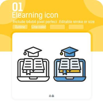 E-Learning vector icon with different style isolated on white background イラスト素材