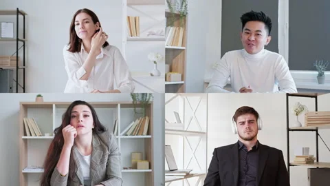 E-learning video call coach students virtual class Stock Footage 234484491