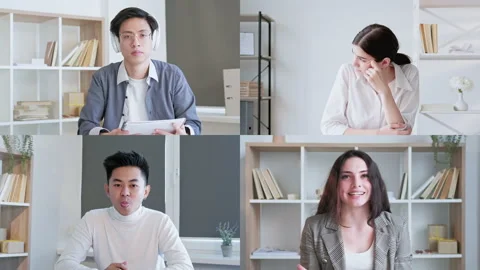 E-learning video call online lecture students chat Stock Footage 234430882