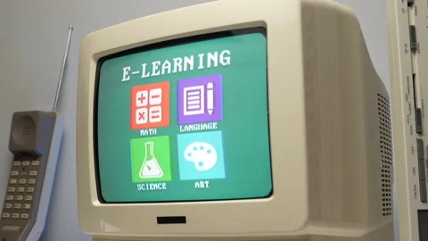 E-Learning Vintage TV Computer Monitor 8... | Stock Video | Pond5