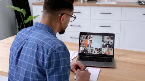 E-learning, webinar, online lecture. Distance learning, online course. View over Stock Footage 203616254