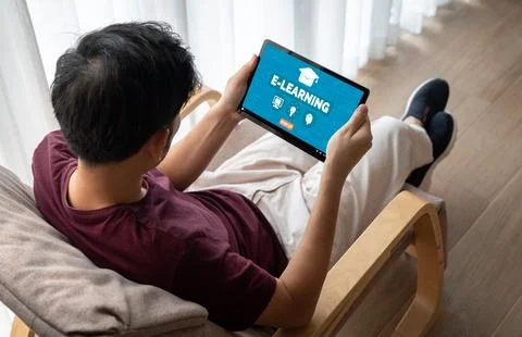 E-learning website with modish sofware for student to study on the internet Stock Photos