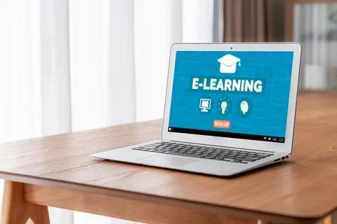 E-learning website with modish sofware for student to study on the internet Stock Photos