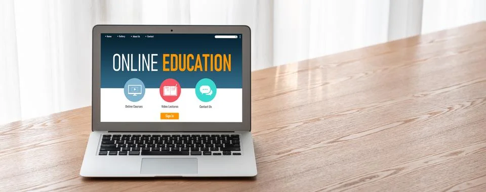 E-learning website with modish sofware for student to study on the internet Stock Photos