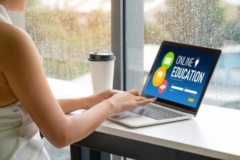 E-learning website with modish sofware for student to study on the internet Stock Photos