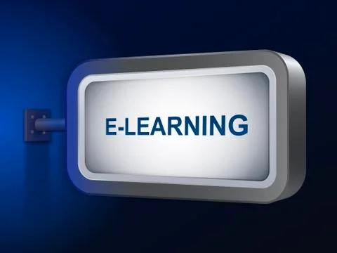 E-learning word on billboard Illustrazione stock